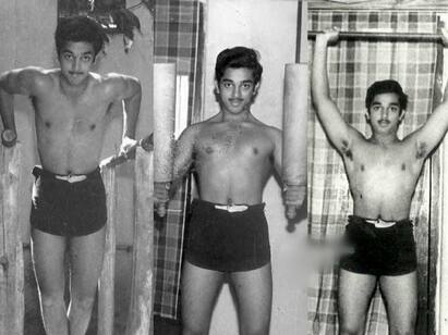 Actor Kamal Haasan Old Workout Pic Viral On Internet Check out Photo Kamal Haasan Workout: இளமை இதோ இதோ... முரட்டு உடற்பயிற்சி செய்யும் கமல்ஹாசன்... வைரலாகும் பழைய ஃபோட்டோ!