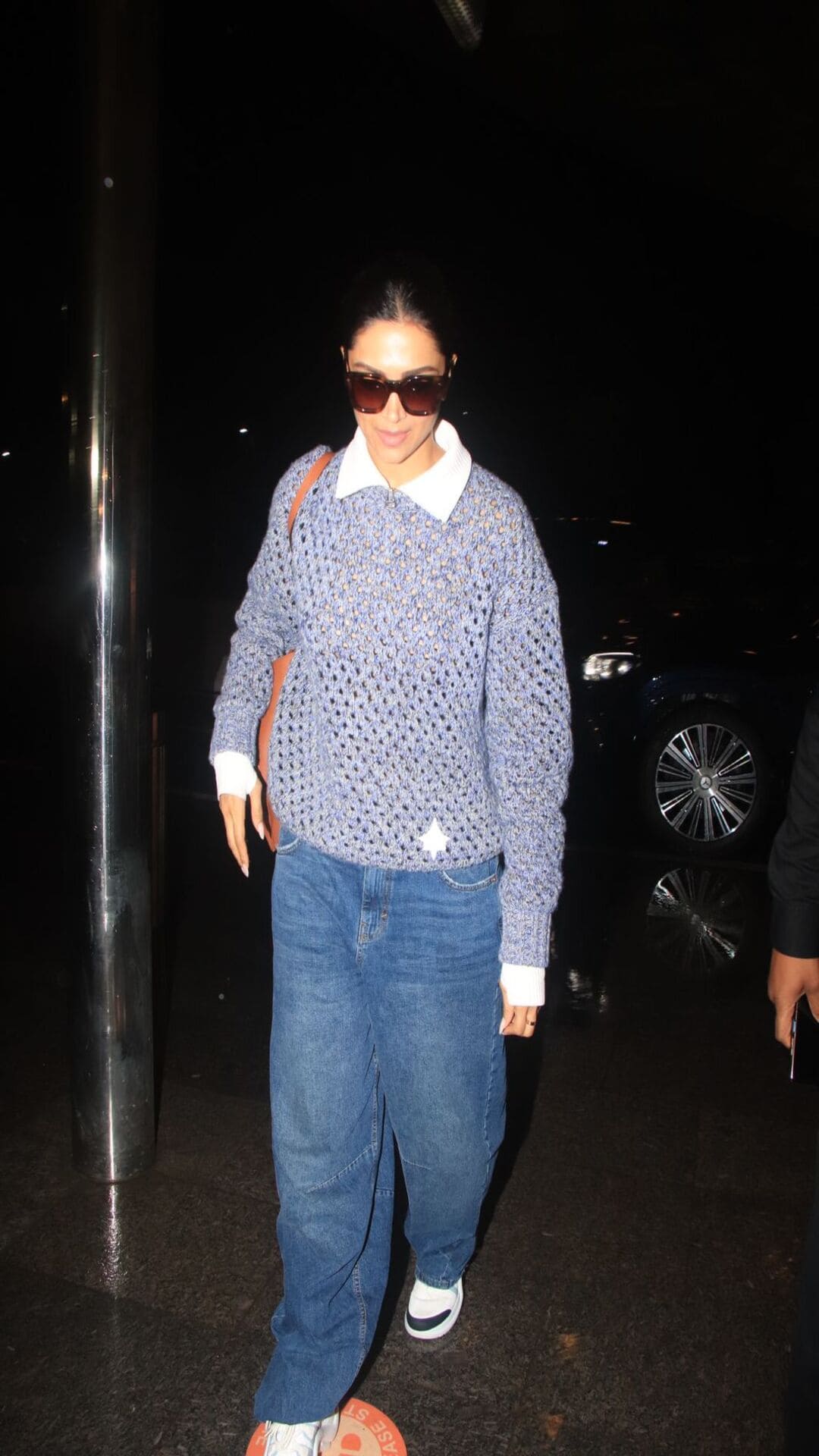 Deepika Padukone looks stunning a blue crochet sweater as she gets clicked  at the airport