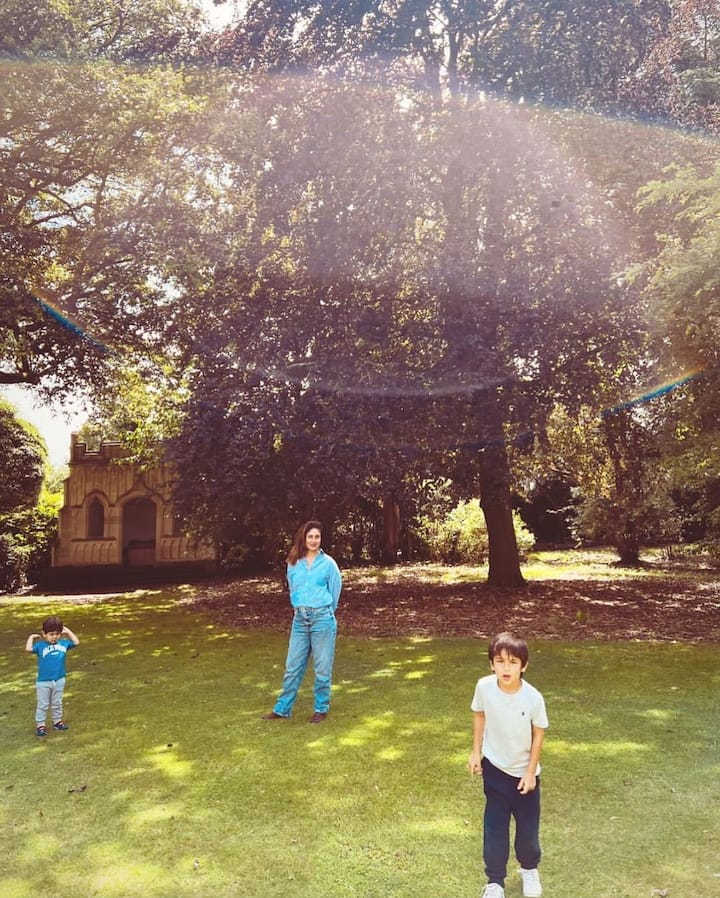The latest photo that Kareena posted was with her kids. She captioned it, “Somewhere under a rainbow.” (Image: Instagram/@kareenakapoorkhan)