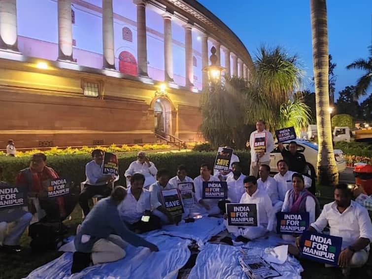 Opposition Leaders To Meet Kharge In Parliament Tomorrow, MPs Stage Sit-In Protest Against Sanjay Singh’s Suspension Oppn MPs Continue Sit-In Protest, INDIA Parties To Meet Kharge Tomorrow To Chalk Out Joint Strategy