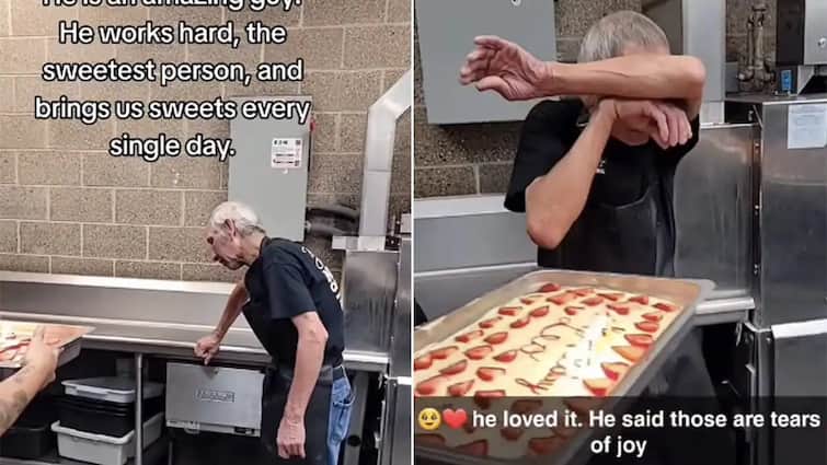 Viral Video: Old man cried after seeing the cake, knowing the reason you will also be emotional Viral Video: કેક જોઈ રડી પડ્યા વૃદ્ધ, કારણ જાણી તમે પણ થઈ જશો ભાવુક 