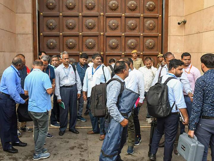 A 30-member Archaeological Survey of India (ASI) team entered the Gyanvapi complex around 7 am on Monday morning to carry out the survey in accordance with a Varanasi court's order. The survey was to be conducted with the help of modern technologies, including radar mapping. (Source: PTI)