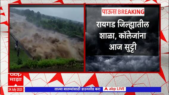Raigad School Updates : रायगडमध्ये मुसळधार पावसामुळे शाळा, महाविद्यालयांना सुट्टी