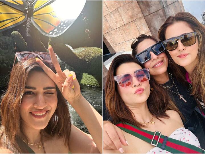 Kriti Sanon shared a series of pictures from her latest trip with sister Nupur Sanon and stylist Sukriti Grover.