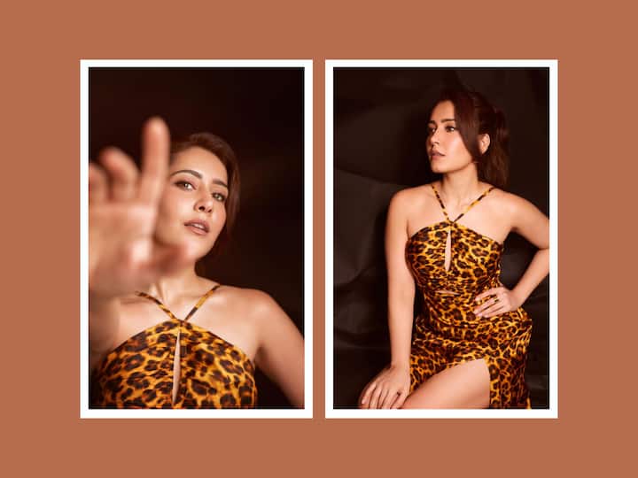 Raashi Khanna shared pictures in a leopard-printed outfit looking stylish in it.