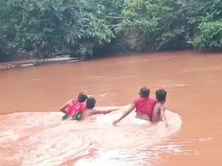 Chhattisgarh flood bridge problem dantevada news rainfall ANN Dantevada News: दंतेवाड़ा में बाढ़ से बुरे हालात, जान जोखिम में डाल नाला पार कर रहे ग्रामीण, नक्सली नहीं बनाने दे रहे पुल