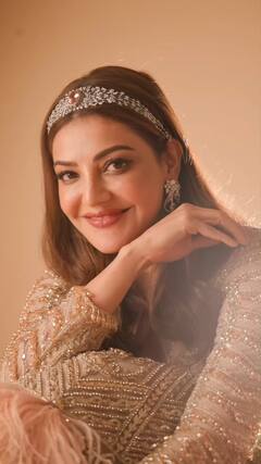 Kajal Aggarwal Glows In Falguni Shane Peacock's Golden Bridal Lehenga; See Pics