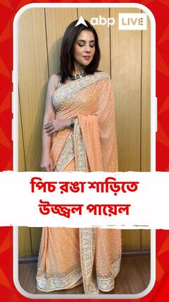 পিচ রঙা শাড়িতে উজ্জ্বল পায়েল