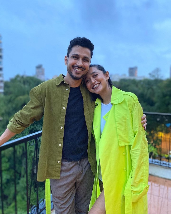 Sayani Gupta was seen in a lime green oversized long shirt that she paired with a blue top. (Image Source: Instagram/ Sayani Gupta)