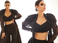 Diana Penty Wears A Black Embellished Sharara At Bridal Couture Show - SEE PICS