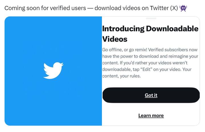 தற்போது, அங்கீகரிக்கப்பட்ட பயனர்கள் அவர்களின் கணக்கிலிருந்து வீடியோக்களை பதிவிறக்கம் செய்து கொள்ளலாம் என்றும், பதிவிறக்கம் செய்யப்பட்ட வீடியோக்களை ரீமிக்ஸ், எடிட் செய்துகொள்ளலாம் என்று அந்நிறுவனம் குறிப்பிட்டுள்ளது. இந்த அப்டேட் கூடிய விரைவில் நடைமுறைக்கு வரவுள்ளது. முன்னதாக வீடியோக்களை பதிவிறக்கம் செய்ய தனிப்பட்ட பதிவிறக்க செயலிகளை பயன்படுத்தி வந்திருப்போம். இனி அங்கீகரிக்கப்பட்ட பயனர்களுக்கு அது அநாவசியமாகிவிட்டது.