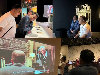 Kamalhassan meets A.R. Rahman at Oscar museum in America viral clicks Kamal - A.R. Rahman: வாவ்! அமெரிக்காவில் ஆஸ்கர் மியூசியத்தில் அழகிய தருணம்: உலக நாயகனும் இசைப்புயலும்..! வைரலாகும் கிளிக்ஸ்