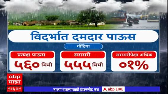 Vidharbha Rain Update : विदर्भात दमदार पाऊस, कोणत्या जिल्ह्यात किती पाऊस?