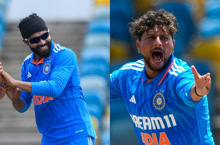 IND vs WI, 1st ODI: ম্যাচের প্রথম ভাগে ভারতীয় বোলারদের স্পিন-জালে নাজেহাল ক্যারিবিয়ানরা। কুলদীপ যাদব ও রবীন্দ্র জাদেজা জোড়া ঘূর্ণির দাপটে কাত ক্যারিবিয়ানরা।