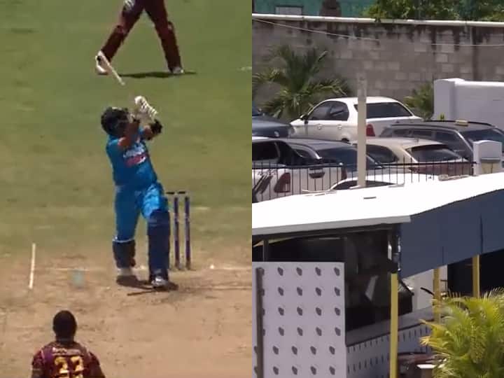 IND vs WI 1st ODI Indian Wicketkeeper batsman Suryakumar Yadav hit six ball went to car parking watch viral video Watch: वेस्टइंडीज़ में सूर्यकुमार यादव ने बिखेरा जलवा, छक्का जड़ पार्किंग में गिराई गेंद, वीडियो वायरल