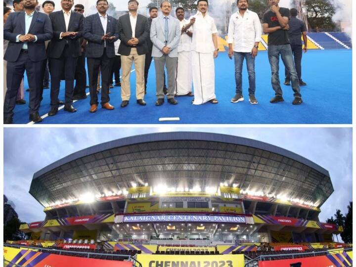 Mayor Radhakrishnan Hockey Stadium: சென்னை எழும்பூரில் புனரமைக்கப்பட்ட ஹாக்கி ஆடுகளத்தை முதலமைச்சர் மு.க.ஸ்டாலின் திறந்து வைத்தார்.