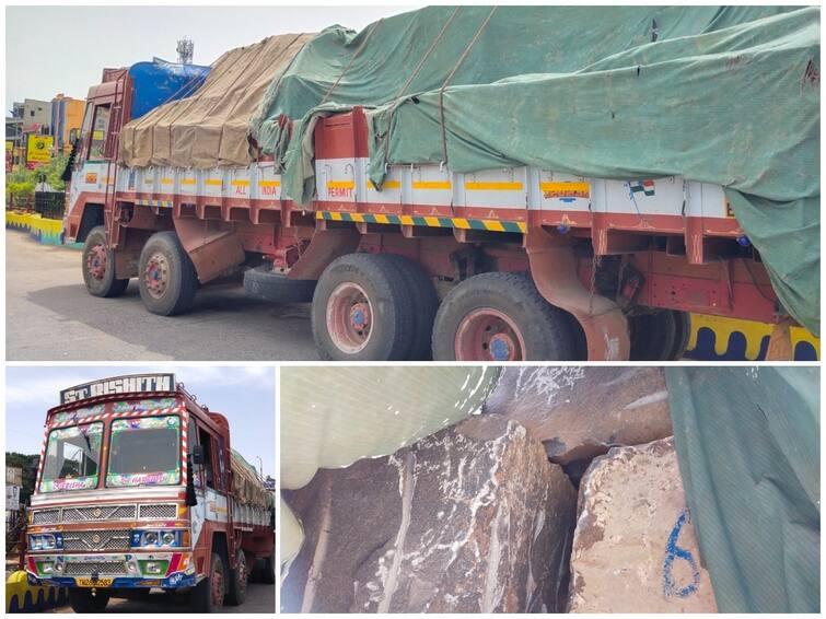 granite stones smuggled to Chennai in Villupuram officials of the mining department who were wrapped up TNN சென்னைக்கு கிரானைட் கற்கள் கடத்தல்... விழுப்புரத்தில் மடக்கி பிடித்த சுரங்கத் துறை அதிகாரிகள்