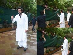 बर्थडे पर फैंस से मिले संजू बाबा, घर के बाहर लगा लोगों का हुजूम, सफेद कुर्ते पजामा में हैंडसम लगे Sanjay Dutt