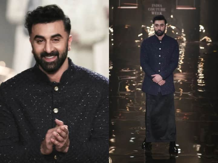 Ranbir Kapoor Pics: रणबीर कपूर अपनी फिल्मों के साथ अपने लुक को लेकर भी सुर्खियों का हिस्सा बने रहते हैं. रणबीर ने इंडिया कॉउचर वीक में रैंप वॉक किया है. जिसकी फोटोज और वीडियो वायरल हो रहे हैं.