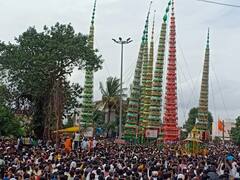 सांगली : कडेगावमध्ये हिंदू मुस्लिम ऐक्याचा मोहरम; गगनचूंबी ताबूत भेटींचा अनोखा सोहळा