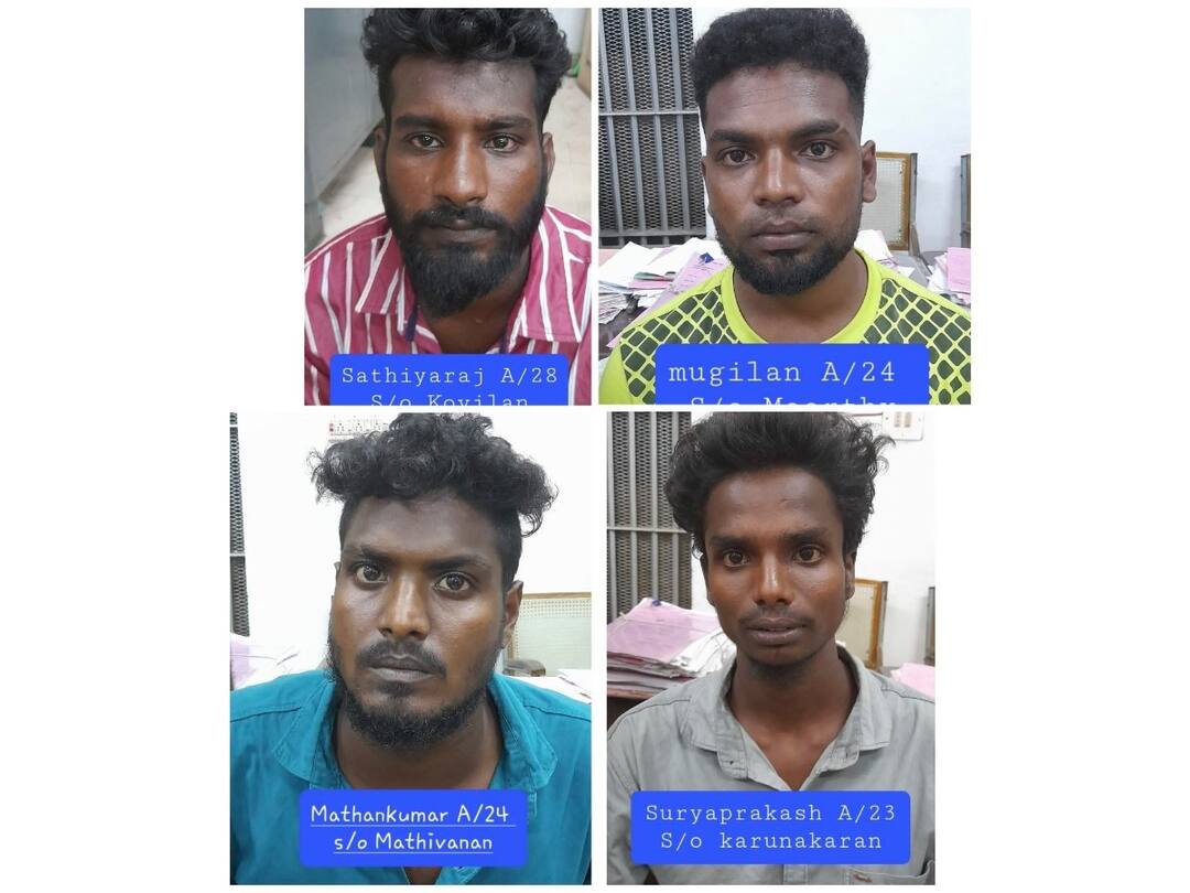 Villupuram 4 arrested in a case of double murder near Vanur goondas act has flown TNN விழுப்புரம்: வானூர் அருகே இரட்டை கொலை வழக்கில் கைதான 4 பேர் மீது குண்டாஸ்