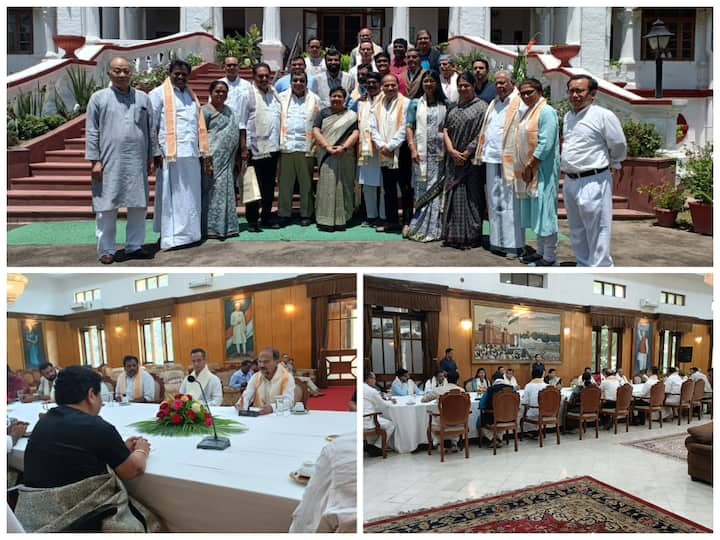 A delegation of the opposition's INDIA bloc visited crisis-hit Manipur and met Governor Anusuiya Uikey, requesting her to restore peace in the state.