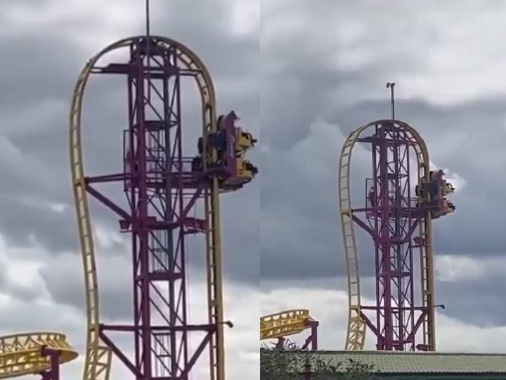 roller coaster at Southend Theme Park has broken down leaving riders stuck on the lift Watch Video: 'என்ன அப்படியே நின்னுடுச்சி’ .. அந்தரத்தில் தொங்கிய ரோலர் கோஸ்டர்.. வைரல் வீடியோ இதோ..!