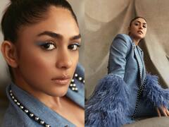 Mrunal Thakur Serves Captivating Looks In A Furry Blue Pantsuit - See Pics