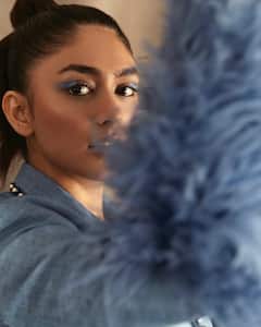 Mrunal Thakur Serves Captivating Looks In A Furry Blue Pantsuit - See Pics