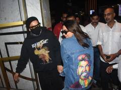 రణ్‌వీర్ సింగ్ ఫొటో ఉన్న స్టైలిష్ జాకెట్‌తో దీపిక పదుకొనే - పక్కనే రణ్‌వీర్ కూడా!