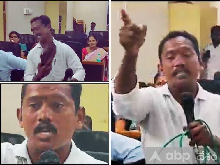 viral Video Narsipatnam municipal councilor slapped in the council meeting that the problems were not resolve‌d సమస్యలు పరిష్కారం కాలేదని చెప్పుతో కొట్టుకున్న కౌన్సిలర్‌- వీడియో వైరల్‌