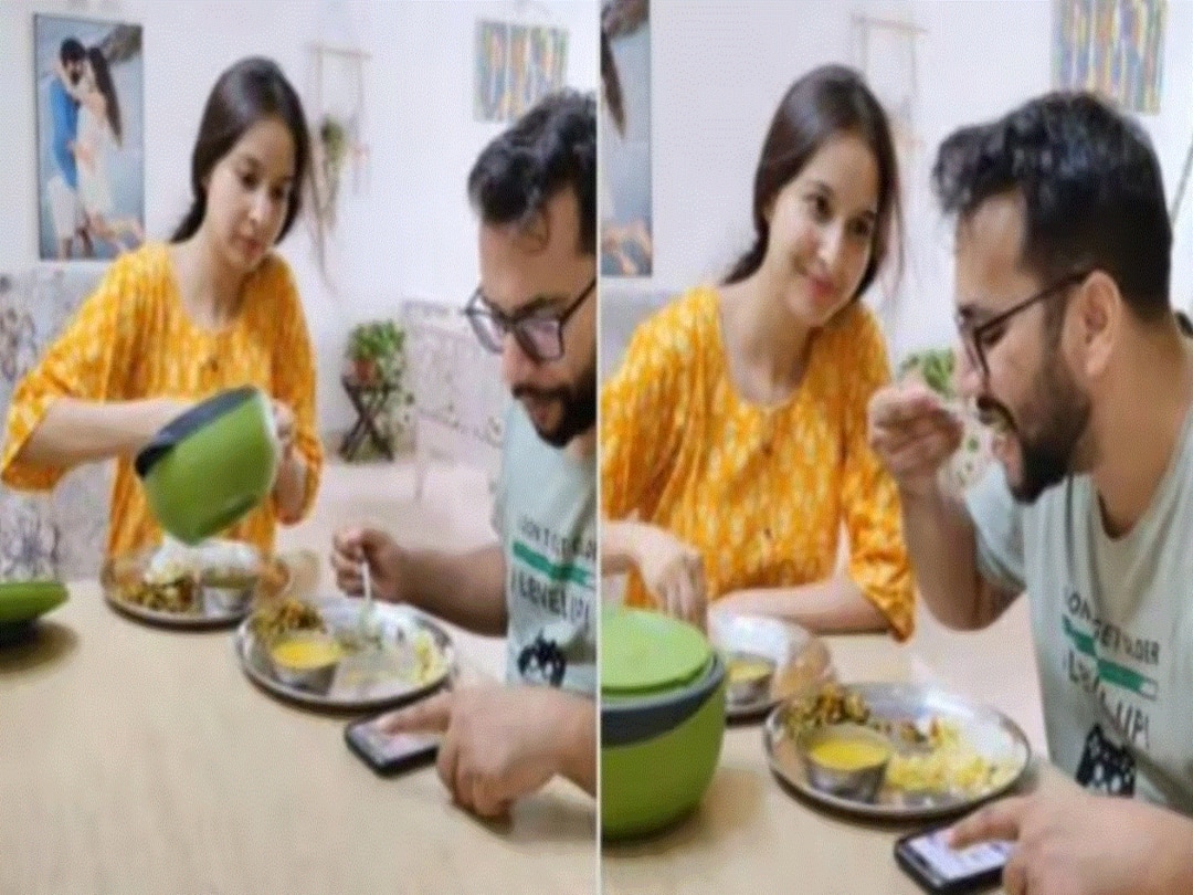 Viral Video Shows Wife Sacrificing Food For Her Husband, Netizens Not Impressed Viral Video Shows Wife Sacrificing Food For Her Husband, Netizens Not Impressed