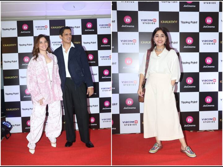 Vijay Varma and Shweta Tripathi starrer 'Kaalkoot' is streaming on Jio Cinema. Tamannah Bhatia, Tripti Dimri, Angira Dhar and other celebs attended the series' screening in Mumbai on Monday.