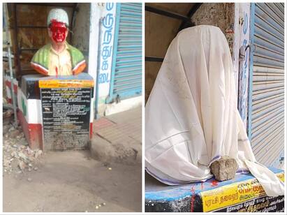 AIADMK Founder TN Former CM M.G.R Statue insulted by unknown people M.G.R Statue: தலைநகரில் பரபரப்பு..  முன்னாள் முதலமைச்சர் எம்.ஜி.ஆர் சிலை அவமதிப்பு: சிவப்புச்சாயம் பூசிய மர்ம நபர்கள்!