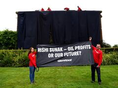 UK PM Rishi Sunak's Home Draped In Black Fabric Amid Criticism Over Oil Policy — WATCH