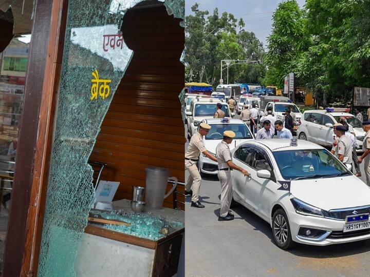 Fresh violence was reported from Gurugram in Badshahpur and on Sohna road. Security personnel conducted a route march to maintain law and order in Faridabad. (Photo: PTI)