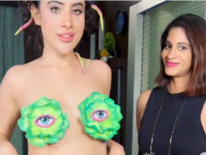 uorfi javed new eye catching dress look viral netizen troll photo Uorfi Javed ने पहनी 'आई कैचिंग' ड्रेस, मगर यूजर्स बोले- 'पीछे वाली मैडम ज्यादा अच्छी लग रही हैं'