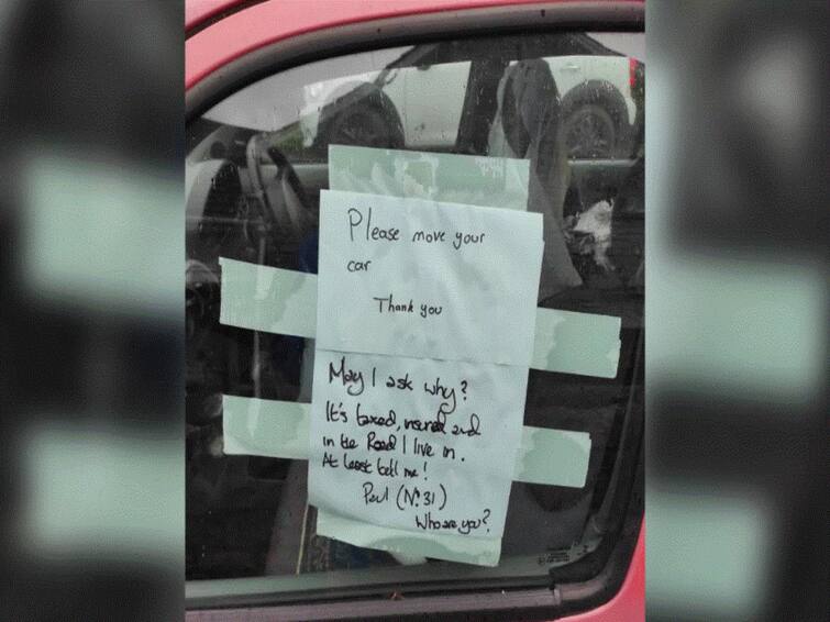 Drivers Blunt Response To Neighbours Note On His Parked Car Has The Internet Cracked UP Driver's Blunt Response To Neighbour's Note On His Parked Car Has The Internet Cracked UP