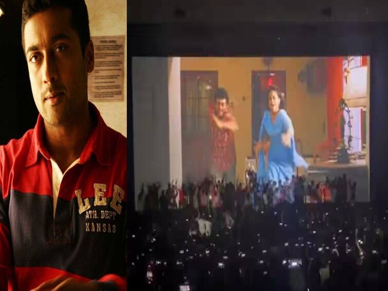 Surya Vaaranam Aayiram movie re released surya son of krishnan tremendous response by telugu audience viral video Surya Son of Krishnan: டோலிவுட்டின் செல்லப்பிள்ளையான சூர்யா... தெலுங்கில் ரீ ரிலீஸ் ஆன வாரணம் ஆயிரம்... ரசிகர்கள் கொண்டாட்டம்!