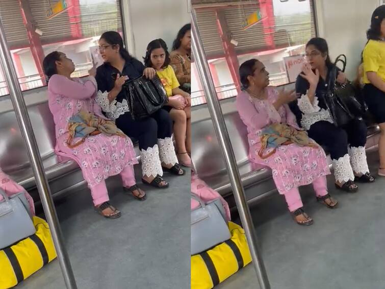 Viral News Women get into heated argument in Delhi Metro Video went viral Viral News: మరోసారి హాట్ టాపిక్ గా ఢిల్లీ మెట్రో, సీటు కోసం కొట్టుకున్న మహిళలు!