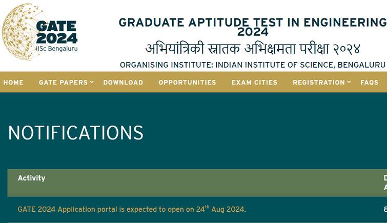 GATE 2024 Website Launched, Applications Likely To Begin On August 24 iisc GATE 2024: பொறியியல் நுழைவுத் தேர்வான கேட் விண்ணப்பப் பதிவு எப்போது?- வெளியான அறிவிப்பு