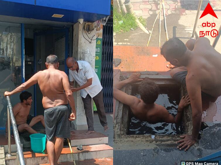 Kancheepuram Photo of people unloading sewage tank and unclogging it TNN காஞ்சிபுரம் : கழிவு நீர் தொட்டியில் மனிதர்களை இறக்கி அடைப்பை நீக்கும் அவலம்