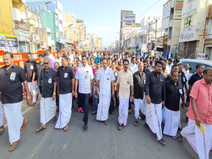 கலைஞர் நினைவு தினம்; பேரறிஞர் அண்ணா பிறந்த காஞ்சிபுரத்தில் அமைதி பேரணி