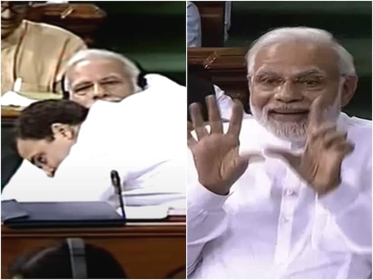 2023 No-Confidence Motion Rahul Gandhi Hug And Wink PM Narendra Modi 2023 Prediction Revisiting 2018 No-Trust Motion Debate Rahul Gandhi's Hug And Wink, PM Modi's 2023 'Prediction': Revisiting 2018 No-Trust Motion Debate