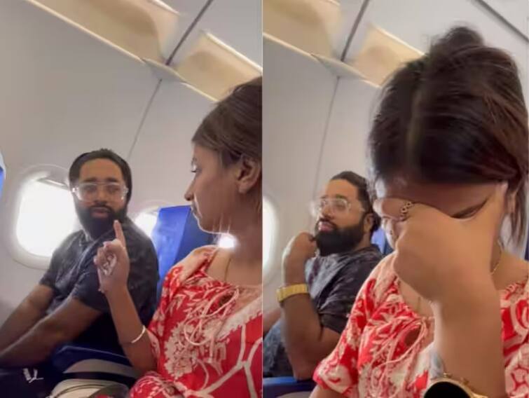 wife clash in flight distressed husband appealed air hostess to help watch viral video    VIDEO : ફ્લાઈટમાં પતિ-પત્ની વચ્ચે મારામારી, પરેશાન પતિએ એરહોસ્ટેસને કરી બચાવવા અપીલ 