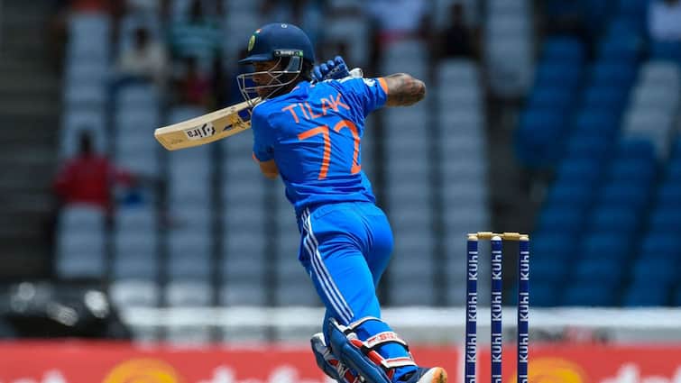 IND vs WI 2nd T20: Tilak Varma reveals secret behind his special celebration following maiden international half century IND vs WI 2nd T20: প্রথম আন্তর্জাতিক অর্ধশতরানের পর বিশেষ সেলিব্রেশনের রহস্য খোলসা করলেন তিলক