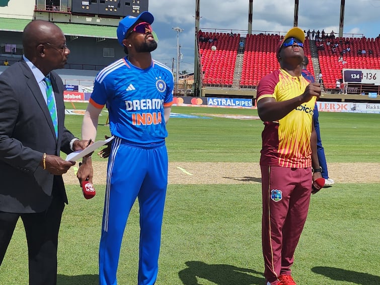 West Indies have won the toss and elect to bat first in the third T20I Yashasvi Jaiswal comes in for Ishan Kishan and Kuldeep Yadav replaces Ravi Bishnoi in the XI. भारतीय संघात मोठे बदल, ईशान किशन OUT, यशस्वी IN, पाहा दोन्ही संघाची प्लेईंग 11