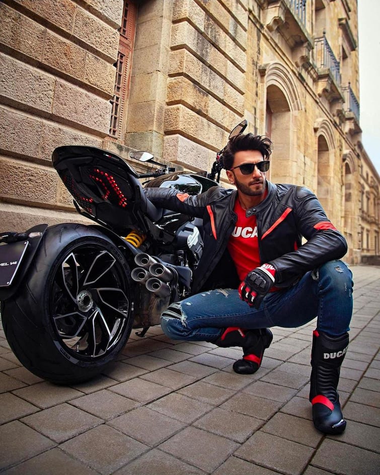 Ranveer Singh in drop dead biker mode for Carrera packs an edgy punch! View  Pictures