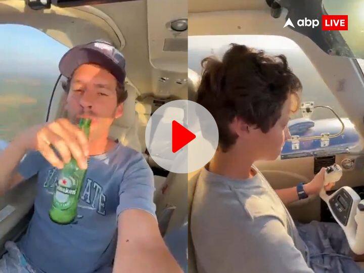 brazilian father drinks beer while 11 year old son flies plane crashed Video Viral हवा में उड़ते प्लेन की कमान 11 साल के बेटे को थमा दी, खुद बीयर पीकर VIDEO बनाने लगा बाप तभी...