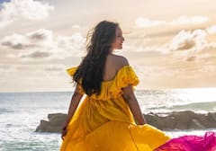 Sonakshi Sinha Enjoys Beach Day In Vibrant Off-Shoulder Dress